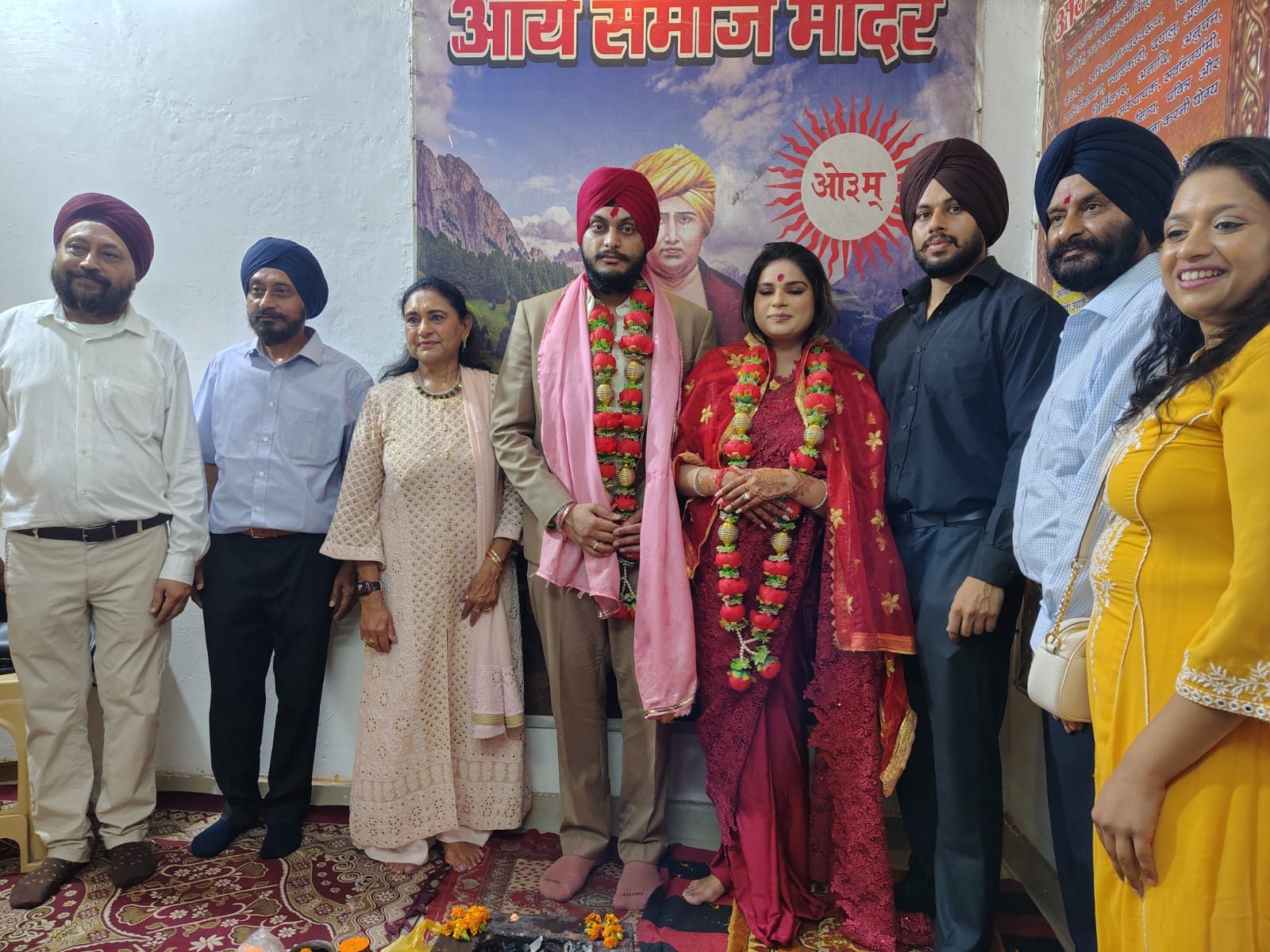 Sikh family celebrating a court marriage